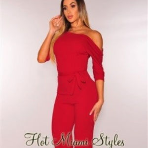 Hot Miami Style Red Jumpsuit -NWT